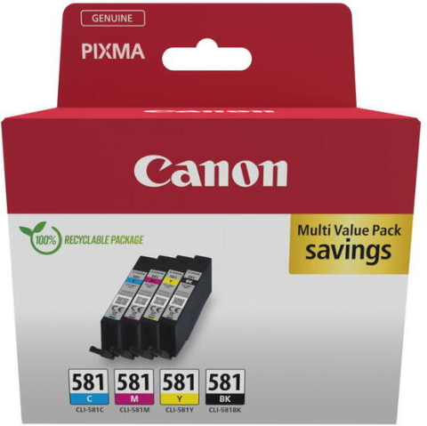 Cartuse inkjet si cerneala - Pachet 4 cartuse Canon BK+C+M+Y CLI-581 NEW PACK - Canon