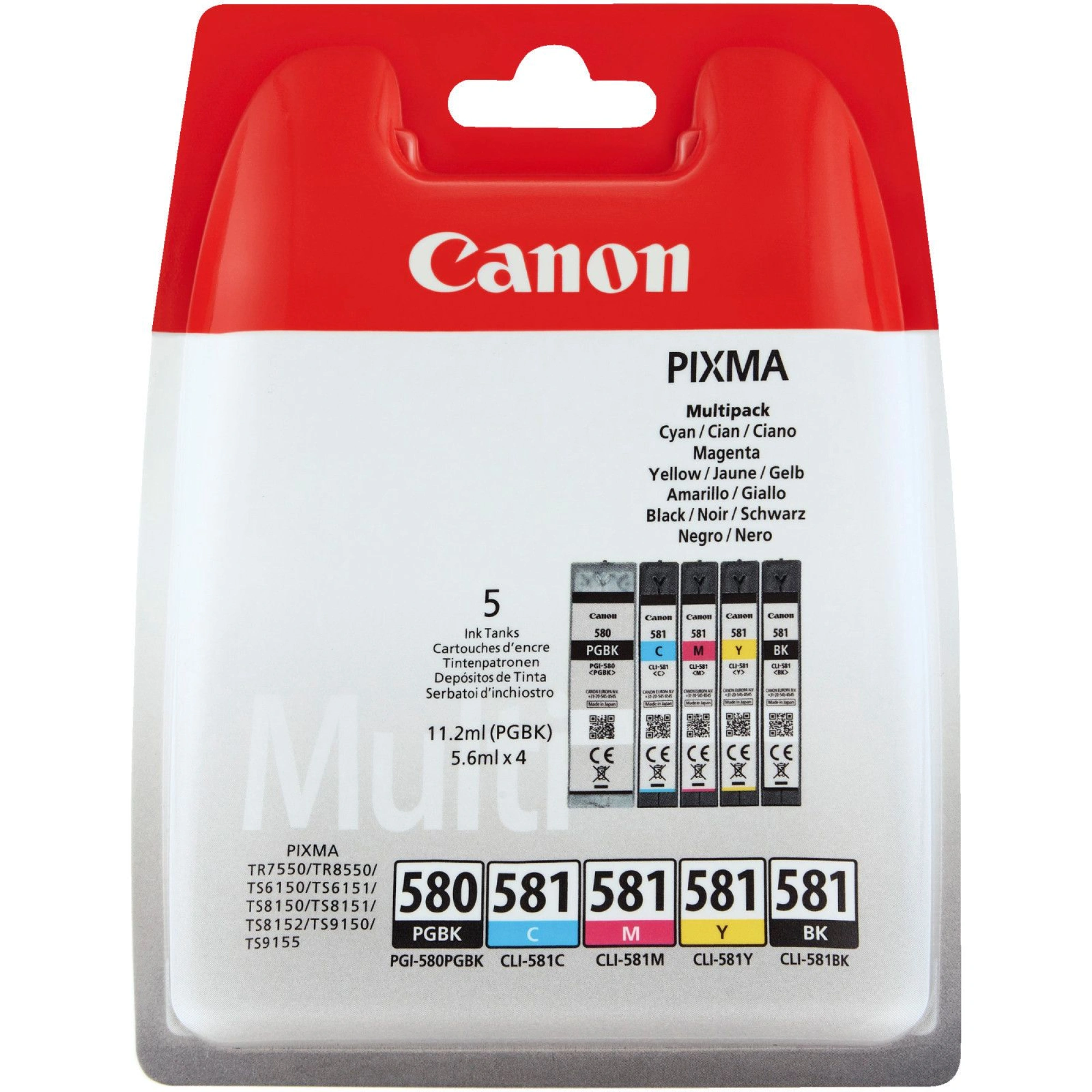 Consumabile imprimanta - Pachet 5 cartuse cerneala originale Canon PGI-580 + CLI-581 (PGBK/C/M/Y/BK) - New Pack