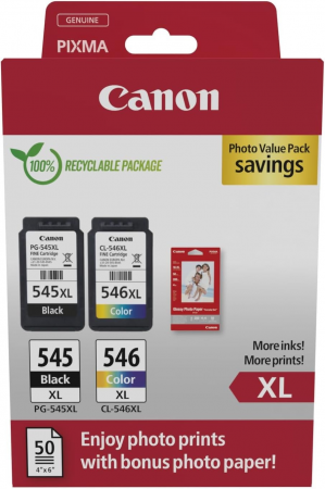 Unitate Cilindru - Pachet foto 2 cartuse Canon cap.mare PG-545XL+CL-546XL+hartie foto10x15 50coli NEW8286B011