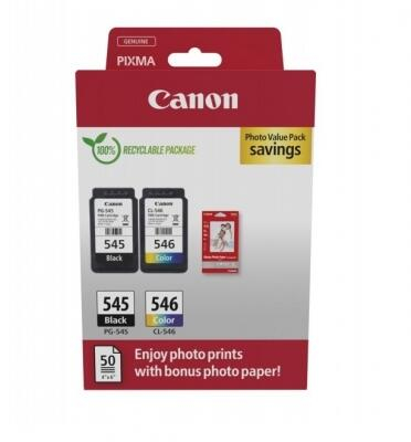 Cartuse inkjet si cerneala - Pachet foto cartuse Canon PG-545 + CL-546 + Hartie foto 10x15 (50 coli)