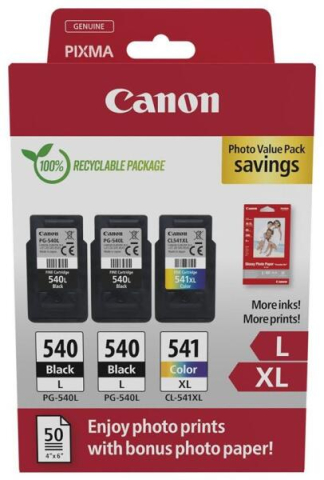 Consumabile imprimanta - Pachet foto cartuse Canon 2x PG-540L + CL-541XL + Hartie foto 10x15 (50 coli)