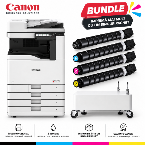 Multifunctionale laser - Pachet promoțional multifuncțional laser color A3 Canon imageFORCE C3026 Promo Bundle + Stand suport Plain Pedestal PEDS3 + Set tonere