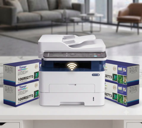 Multifunctional Laser Mono - PACHET PROMOTIONAL: Imprimanta Laser Monocrom Xerox WorkCentre 3025NI + 4 Cartușe Toner Compatibile Xerox 106R02773