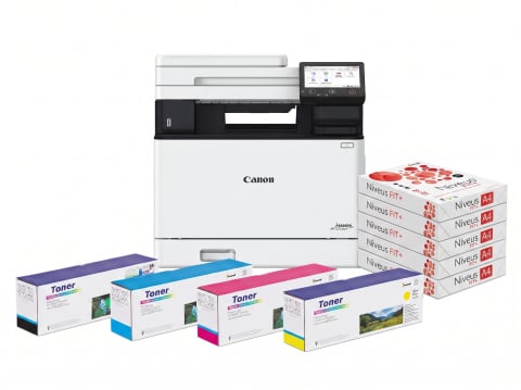 Imprimante Etichete - Pachet Promoțional: Multifuncțională Canon i-SENSYS MF754CDW + Set Tonere Premium Compatibile CRG069H & 2500 Coli Hârtie