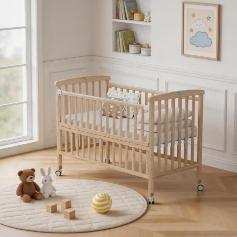 Patut din lemn bebe, 120x60,natur,U-Grow [3]
