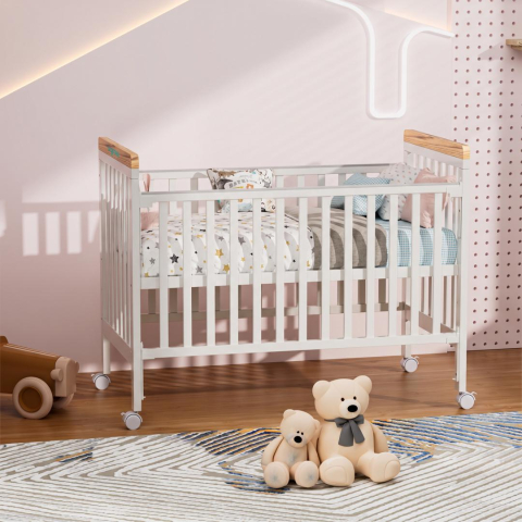 Patut din lemn bebe, 120x60cm,alb,U-Grow [4]