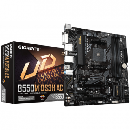 Plăci de Bază Amd - Placa de baza Gigabyte B550M DS3H AC, AMD B550, Socket AM4, mATX