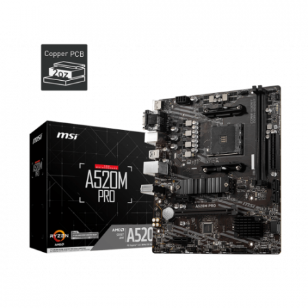 Gaming - Placa de baza MSI A520M-A PRO, AMD A520, socket AM4, mATX
