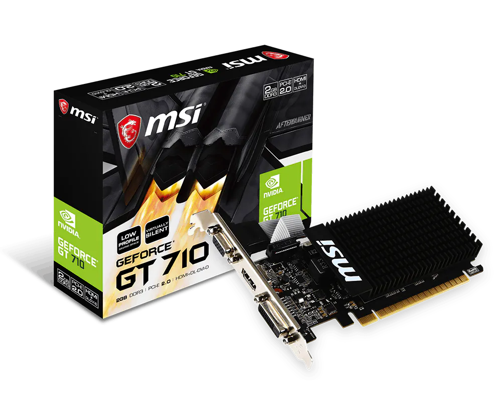 Placi video - Placa video MSI GeForce GT 710 2GB DDR3 64-bit Low Profile (GT 710 2GD3H LP) - MSI