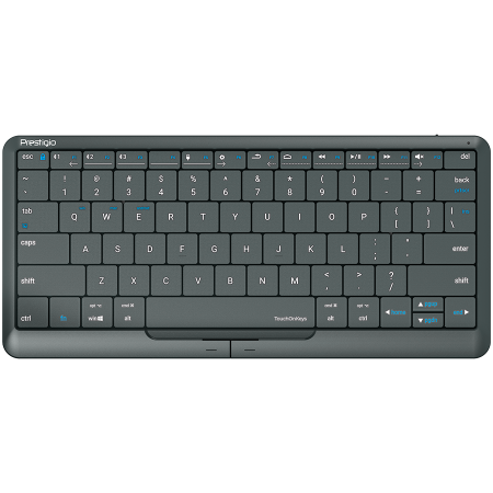Prestigio Click&Touch 2, wireless multimedia smart keyboard with touchpad embedded into keys, auto-switch between keyboard and touchpad modes, touch multimedia sliders, left and right physical "mouse" [1]