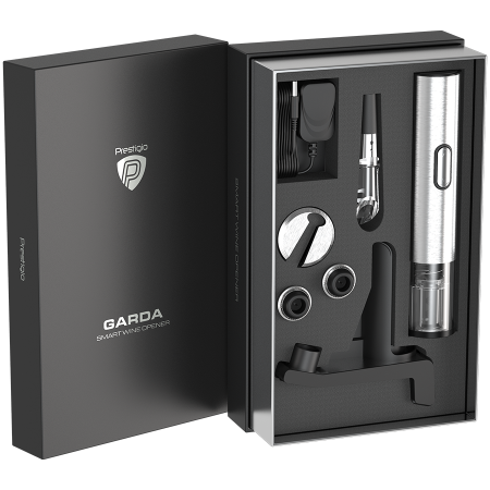 Prestigio Garda, smart wine opener, simple operation with 2 buttons, aerator, vacuum stopper preserver, foil cutter, opens up to 50 bottles wihout recharging, premium design, 500mAh battery, Dimension [15]