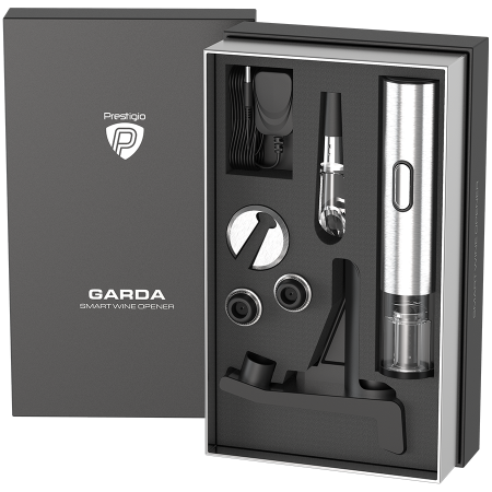 Prestigio Garda, smart wine opener, simple operation with 2 buttons, aerator, vacuum stopper preserver, foil cutter, opens up to 50 bottles wihout recharging, premium design, 500mAh battery, Dimension [14]