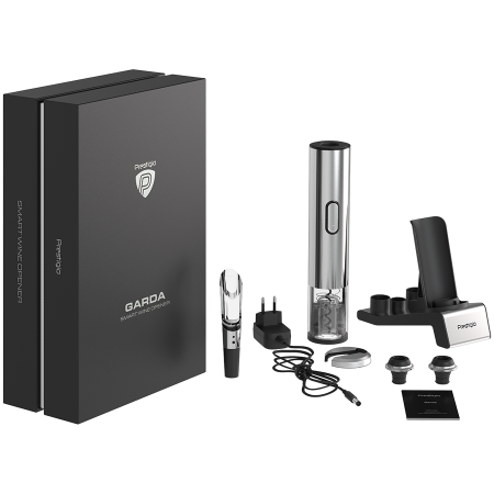 Prestigio Garda, smart wine opener, simple operation with 2 buttons, aerator, vacuum stopper preserver, foil cutter, opens up to 50 bottles wihout recharging, premium design, 500mAh battery, Dimension [17]