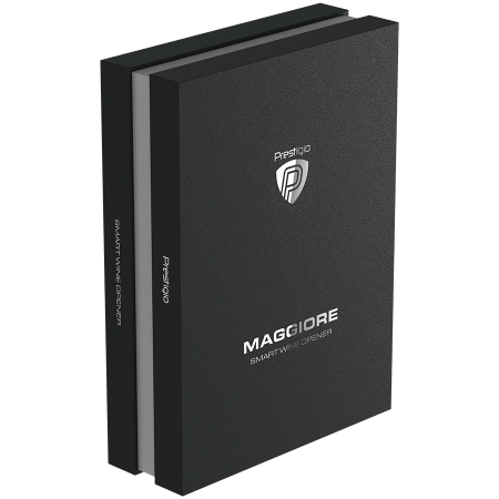 Prestigio Maggiore, smart wine opener, 100% automatic, opens up to 70 bottles without recharging, foil cutter included, premium design, 480mAh battery, Dimensions D 48*H228mm, black + silver color. [16]