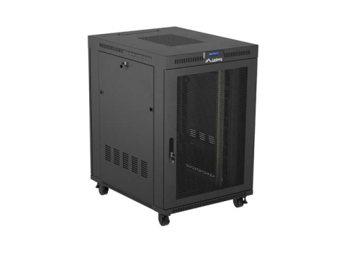 Rack podea LANBERG FF01 8022 12BL, 19 inch, 22U, 800x1000 mm, Negru, Usă sticlă, LCD [1]