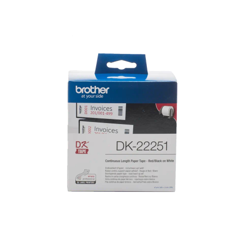 Rola de etichete Brother DK22251, Negru si Rosu pe Alb, 62mm/15,24m [1]