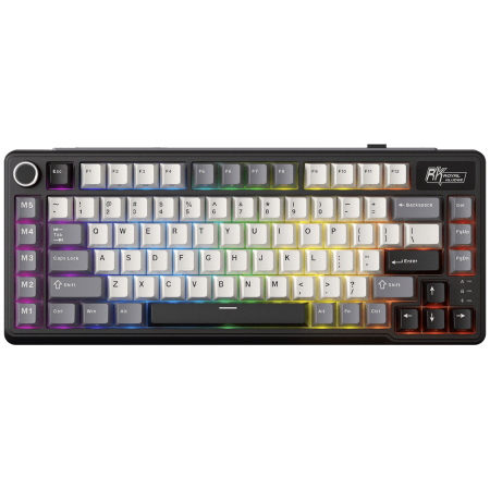 Jocuri si multimedia - ROYAL KLUDGE RK L75 Knight Black Gaming Keyboard Cream switch