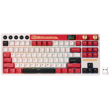 Jocuri si multimedia - ROYAL KLUDGE RK M87 Famicom Gaming Keyboard Beige switch