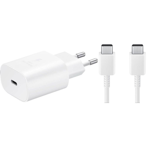 Telefoane - Incarcator Samsung EP-TA800 25W cu cablu USB-C la USB-C Alb (bulk) - SAMSUNG