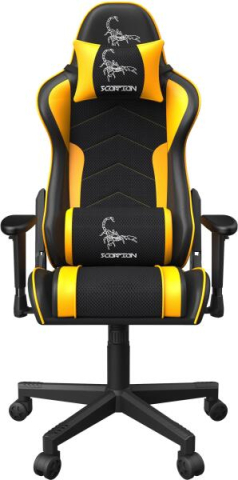 Scaune de gaming - Scaun de gaming Gembird Scorpion, Negru / Galben (Black Mesh / Yellow Skin)