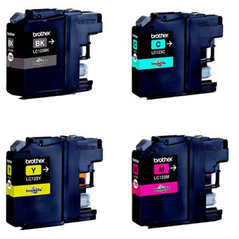 MFC-J4710DW - Pachet cartușe cerneală Brother LC-123, negru (black), albastru (cyan), roz (magenta), galben (yellow), original, 600 pagini fiecare