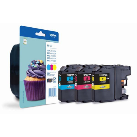 MFC-J4710DW - Multipack cartuse cerneala Brother LC123, color (cyan, magenta, yellow), original, 600 pagini