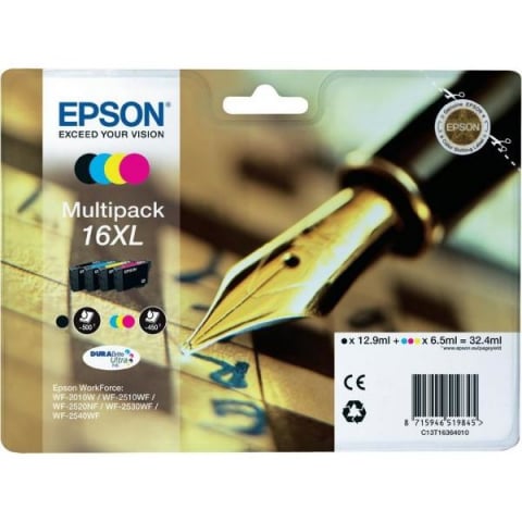 Epson - Set cartuse cerneala  Epson T1636 (Pen and Crossword), 4 culori (Black, Cyan, Magenta, Yellow), original, 950 pagini, 32.4 ml