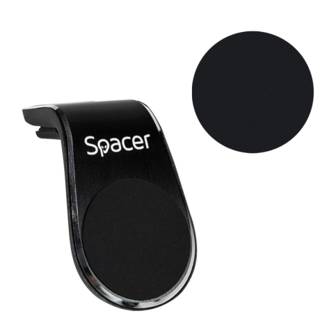 Suport auto Spacer pentru smartPhone, fixare in grilaj bord, prindere magnetica telefon 360 grade, negru [3]