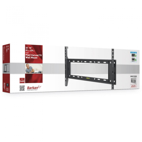 Suport TV de perete, Barkan E400+.B, Fix, 32"- 90", VESA 600 x 400 mm, suporta pana la 60kg, negru [1]