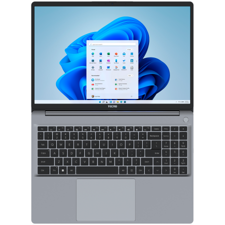 NOTEBOOKS - TECNO Megabook K16SDA AMD R7-5825U up to 4.5GHz 16-inch FHD IPS 16:10 1920x1200 300nits 60Hz RAM 16Gb SSD 1Tb 70Wh 17.5 hours Cam 1Mp 720p AI WiFi5 BT 5.0 RJ45 2xTypeC Full 2xUSB3.1 HDMI Finger print 