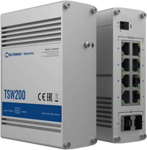 Switch-uri - Switch Industrial TELTONIKA NETWORKS TSW200, 8 porturi Gigabit PoE+