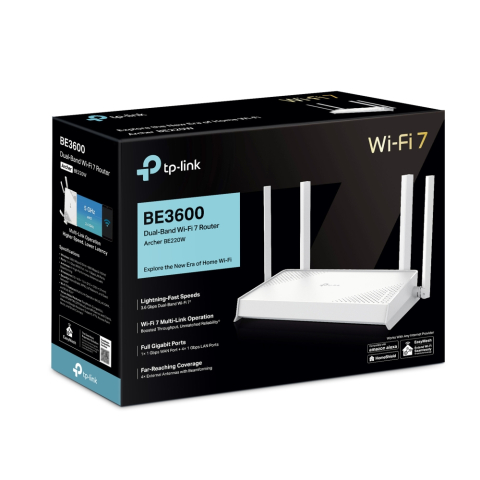 Retelistica - Router Wireless Gigabit TP-Link Archer BE220W BE3600 Wi-Fi 7 Dual-Band (Archer BE220W) - TP-LINK