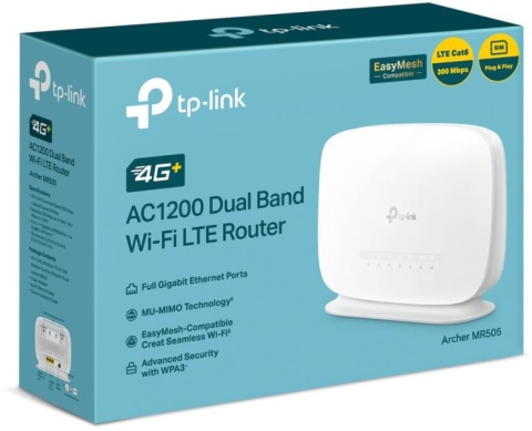Retelistica - Router wireless 4G+ LTE Cat6 TP-Link Archer MR505 AC1200, Gigabit, Dual-Band, 300/50 Mbps (Archer MR505)