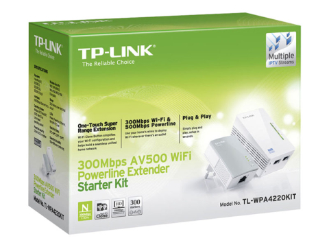 TP-LINK AV600 Powerline Wi-FI Kit Qualcomm 300Mbps at 2.4GHz 802.11b/g/n 600Mbps Powerline HomePlug AV 2 Fast Ports Plug and Play [3]