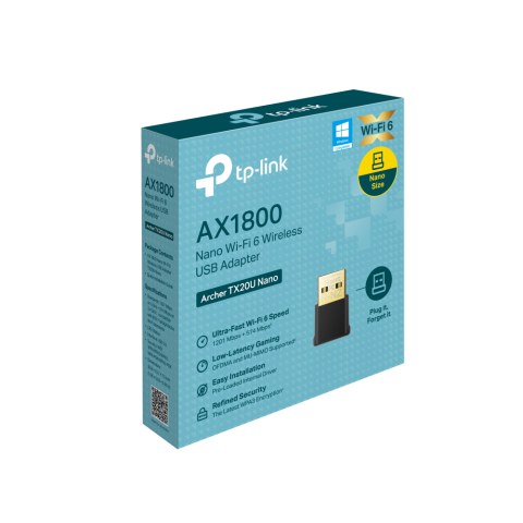 Antene & amplificatoare semnal - Adaptor wireless USB TP-Link AX1800 Nano Dual-Band Wi-Fi 6 (Archer TX20U Nano) - TP-LINK