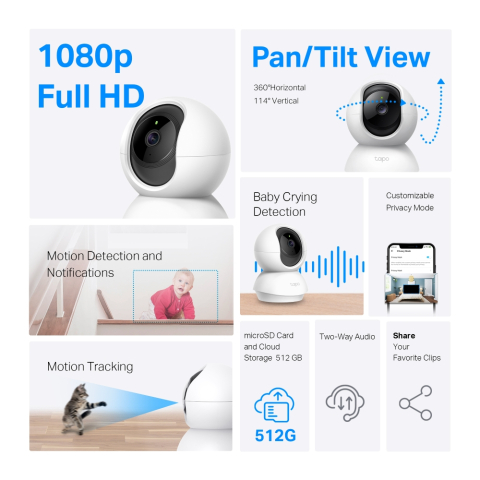 Camera de supraveghere video Wi-Fi pan/tilt TP-Link Tapo C200C (TAPO C200C) - TP-LINK [2]