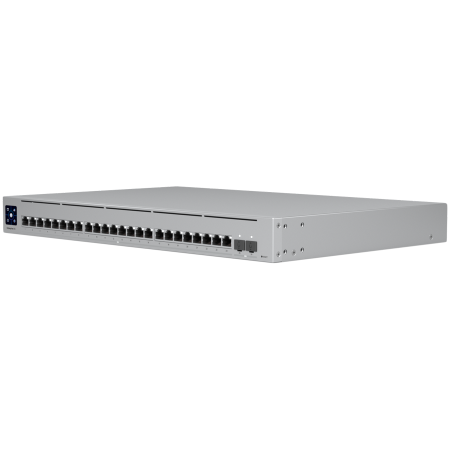 Ubiquiti Layer 3 switch with (24) 10GbE RJ45 ports and (2) 25G SFP28 ports [1]
