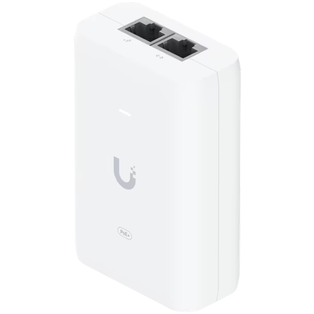 Cabluri & Adaptoare - Ubiquiti U-POE+ adapter 30W, powers UniFi PoE+ devices, reduce dependency on PoE switch power, Contains RJ45 data input, AC cable with earth ground, and PoE+ output