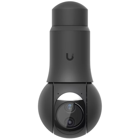 Ubiquiti UVC-G6-PTZ-B All-weather, 4K dual-lens camera with 10x hybrid zoom, 1/1.8" 8MP image sensor, Multi-TOPS AI Engine, and ultra-low latency pan-tilt-zoom control for motion tracking [1]