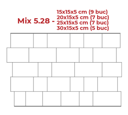 PAVAJE - Pavaj Roca Mix 5 cm, Gri Antic