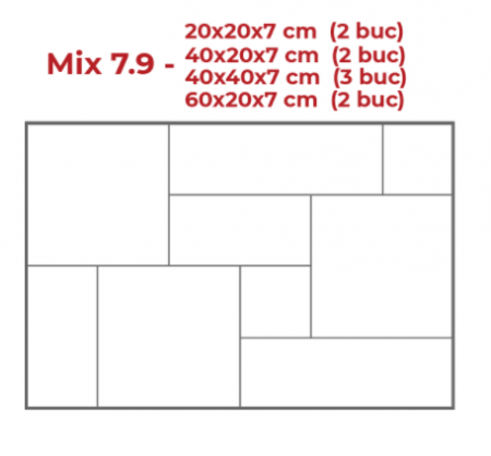 PAVAJE - Pavaj Roca Mix 7 cm, Gri Antic
