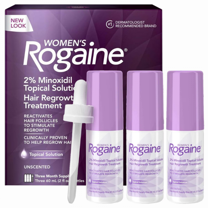 3x Solutie Rogaine 60ml, Minoxidil 2%, pentru femei, pipeta originala inclusa, impotriva caderii parului, tratament 3 luni [1]