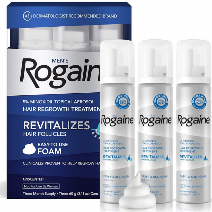 3x Spuma Rogaine 60ml, Minoxidil 5%, impotriva caderii parului, tratament complet 3 luni [1]