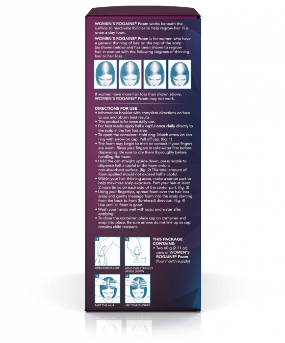 2x Spuma Rogaine 60ml, Minoxidil 5%, pentru femei, impotriva caderii parului, tratament 4 luni [4]