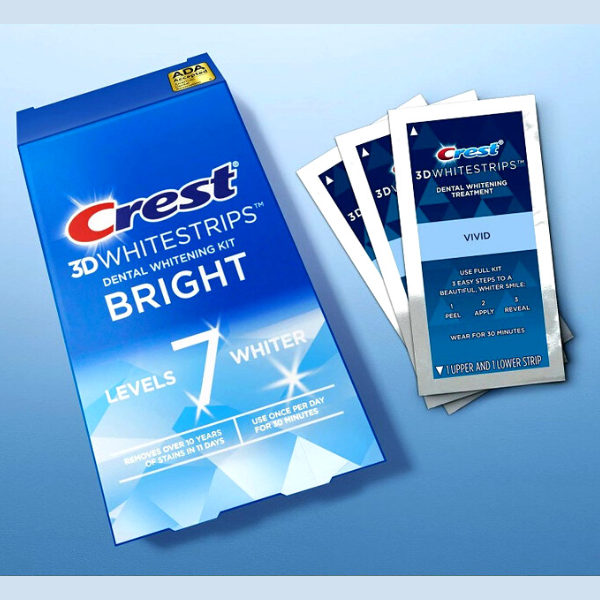 Crest 3D Whitestrips Bright, 9% concentratie, 11 zile, 22 benzi albire, nivel albire 7, aplicare 30 min, benzi albire dinti [3]