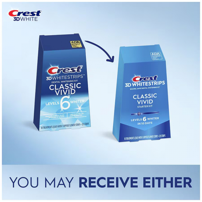 Benzi Crest 3D White Classic Vivid, 6% peroxid, 10 zile, 20 benzi albire dinti, 30 min, nivel albire 6 [2]
