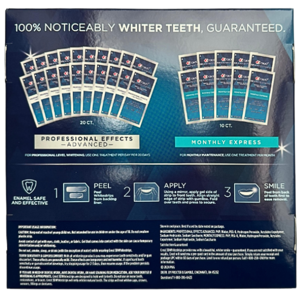 Benzi Crest 3D Whitestrips Level 32 Whiter Teeth, 10%/12% concentratie, 30 zile, 60 benzi albire, nivel albire 32, aplicare 45/60 min, benzi albire dinti [2]