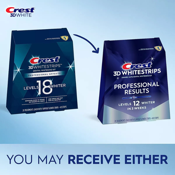 Benzi Crest 3D Whitestrips Professional Effects, 10% concentratie, 20 zile, 40 benzi albire, nivel albire 18, aplicare 45 min, benzi albire dinti [2]