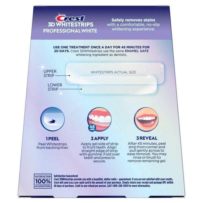 Benzi Crest 3D Whitestrips Professional White, 10%, 7 zile,  nivel albire 8, aplicare 45 min [3]