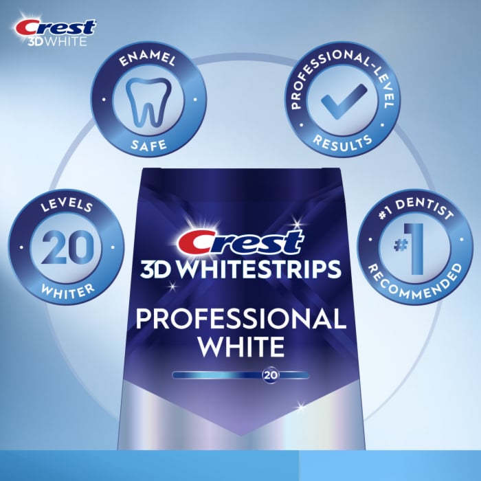 Benzi Crest 3D Whitestrips Professional White, 10%, 7 zile,  nivel albire 8, aplicare 45 min [4]